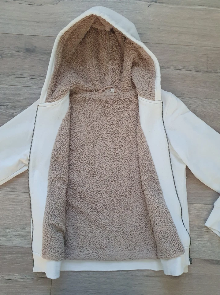 Sweatshirtjacke  Kapuzenjacke Hoodie Damen gefüttert creme-weiß Gr. M - Bild 3 von 4