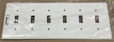 Hubbell P6W NP6W Wall Plate 6-Gang Toggle White /Like Pass & Seymour/Legrand TP6