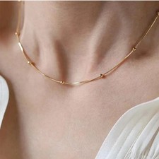 Round Stainless Steel Necklace 18k Over Stainless Steel