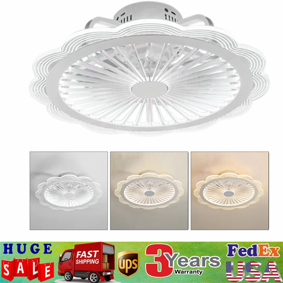 19.7" LED Ceiling Fan Light w/Remote Control Chandelier Lamp Fan Ceiling 3 Color - Image 2 of 4