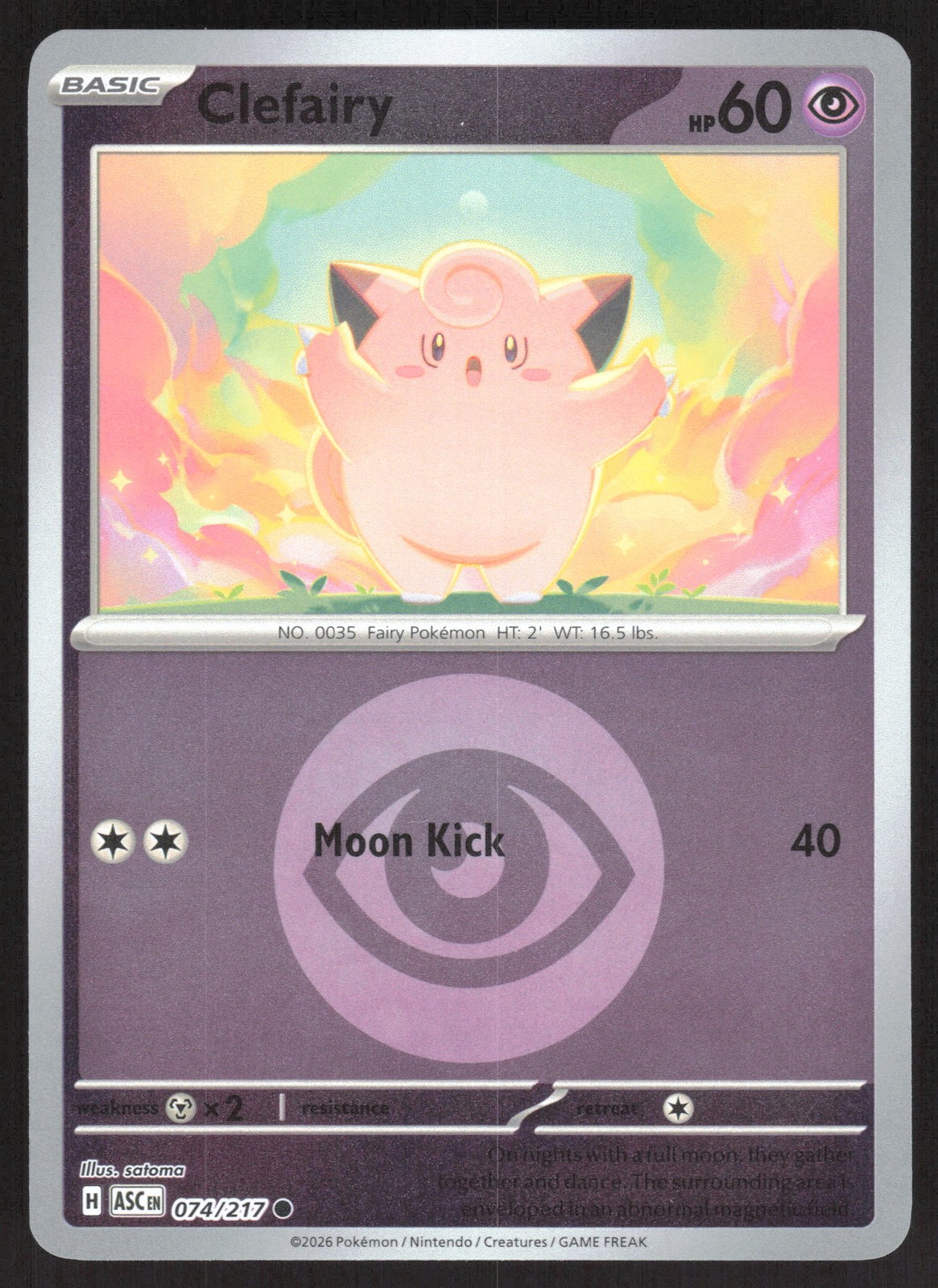 Clefairy (Energy Symbol Pattern) 074/217 Reverse Holo ME: Ascended Heroes LP-NM