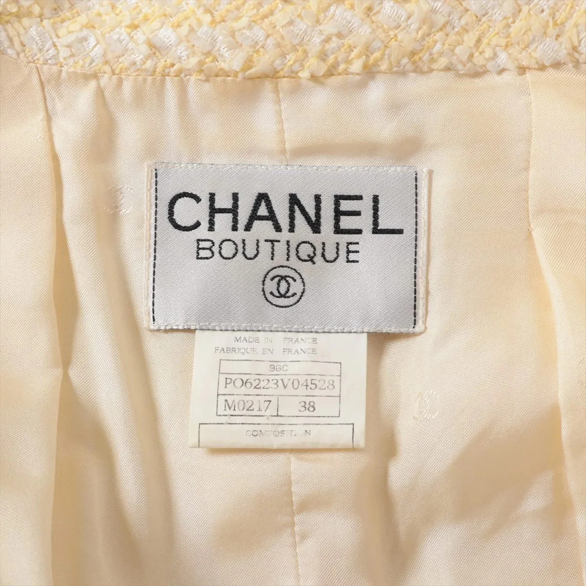 Chanel Bottone Coco 96C Cotone e Poliestere Setup 38 Donna Giallo PO6223V04528