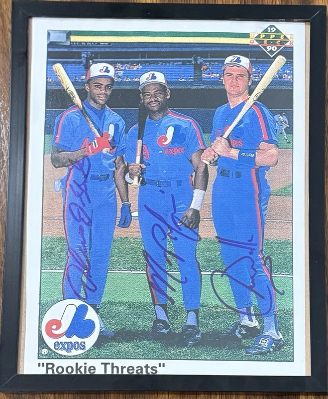 POP1💎ROOKIE THREATS💎Signed 8x11 Framed Picture 1990 Montreal Expos ~Authentic