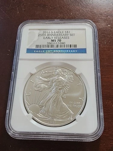 2011 S $1 American Silver Eagle NGC MS70 Early Releases 25th Anniversary Set
