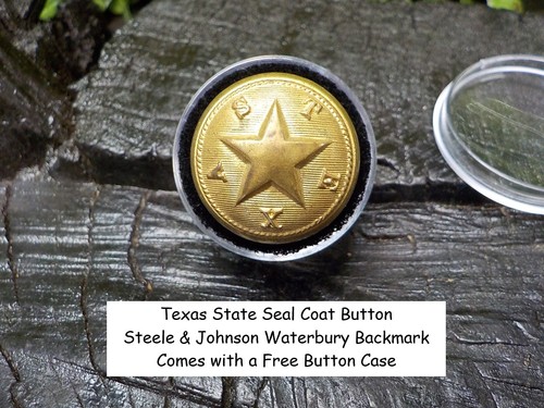 Old Rare Vintage Antique War Relic Texas Coat Button Free Display Case