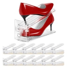 Shoe Slots Organizer 12 Pack - Shoe Stacker,3 Levels 12pack Clear