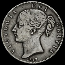 1847 Queen Victoria Young Head Silver XI Crown