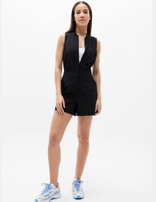 NWT Women’s Athleta Brooklyn Utility Romper Black Size 12