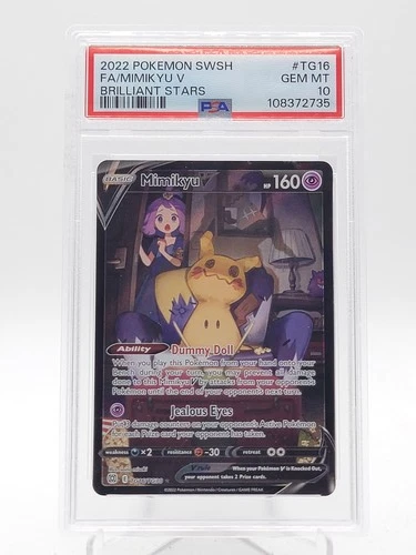 MIMIKYU V 2022 POKEMON BRILLIANT STARS TRAINER GALLERY #TG16 FA PSA 10 Q0895