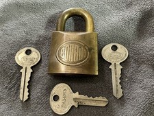 Antique Corbin Brass padlock Vintage cabinet lock w/ keys old hardware tool box