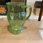 Uranium Glass Anchor Hocking Ballerina Pattern Pitcher Vintage