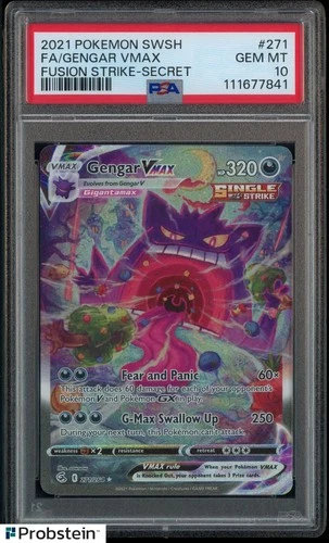 2021 Pokemon SWSH Fusion Strike Secret #271 FA Gengar VMAX PSA 10 GEM MINT
