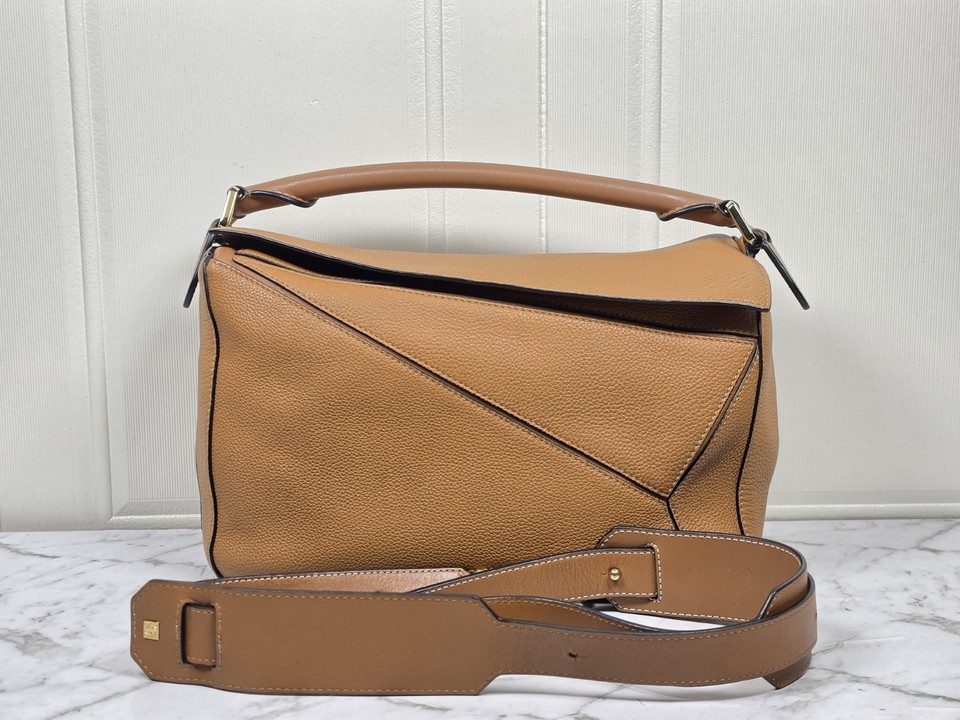Authentic Loewe Puzzle Medium Tan Grain Leather 
