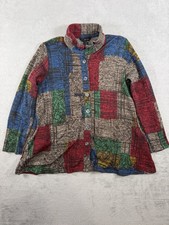 Ali Miles Geometric Colorblock Womens M Oversized Button Cardigan Sweater Top