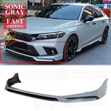For Honda Civic Sedan Hatch 2022-24 Yofer V3 Style Sonic Gray Front Bumper Lip