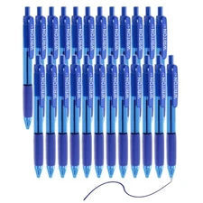  Retractable Blue Ballpoint Pens - 24-Pack Writing Pens - Comfortable Grip - 