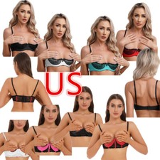 Woman's Lace Push Up Underwire Shelf Bra 1/4 Demi Cup Hollow Out Unlined Bra