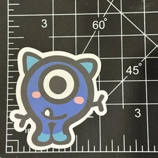 Blue 1 Eyed Tooth Smiling Cartoon Monster Matte- Vinyl Decal Sticker Bomb Kawaii