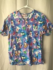 Jasco Uniforms Womens Small Winter Snowman Penguin Short Sleeve Scrub Top Shirt