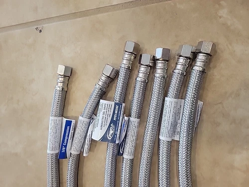 (7) PROFLO PFX146342 12"L Stainless Steel Braided Supply Lines 3/8” Compression - Picture 4 of 9