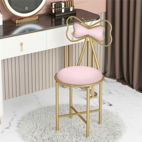 1/2 Fashion Vanity Stool Metal Frame Sun Bow Backrest Dressing Makeup Chair Seat - Picture 5 of 29
