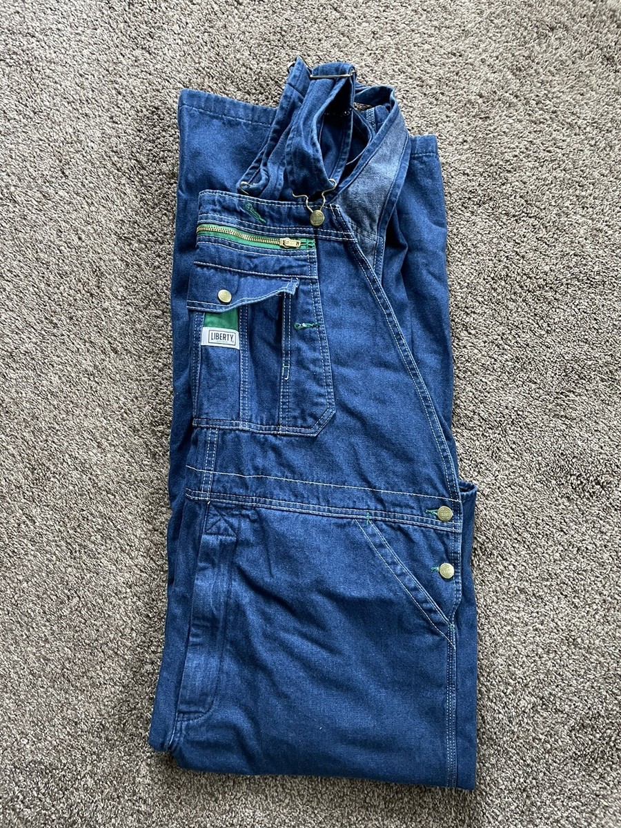 Liberty Men's Carpenter Denim Bib Work Overalls Size 42 X 30-ECU