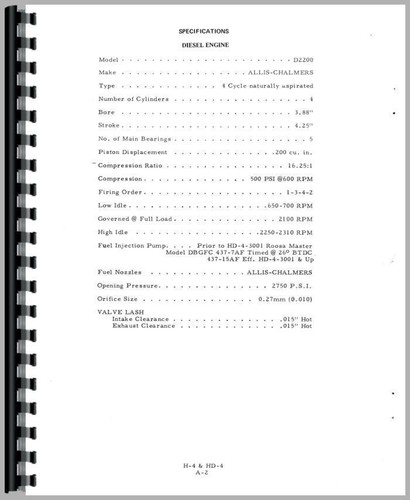 Manual de servicio de reparación de orugas Allis Chalmers H4 HD4 - Imagen 2 de 6
