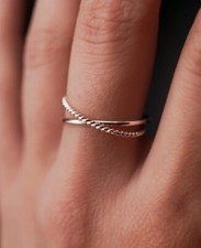 NEW Twist Interlocking Sterling Silver Rings Size 8.25 Smooth And Textured