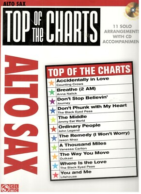 TOP OF THE CHARTS MUSIC BOOK/CD FOR ALTO SAX 11 SOLO ARRANGEMENTS NEW ON SALE