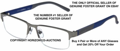  NEW! Foster Grant Reading Glasses IRONMAN IM1001 GRAY/BLUE-PICK STRENGTH