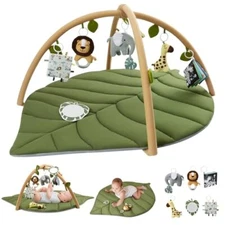 Blissful Diary Baby Play Gym & Activity Mat, Oversize Leaf Shaped Baby Play 