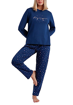 Damen Langarm-Schlafanzug Magical Stars Rundhals 100% Baumwolle 60402 Neu