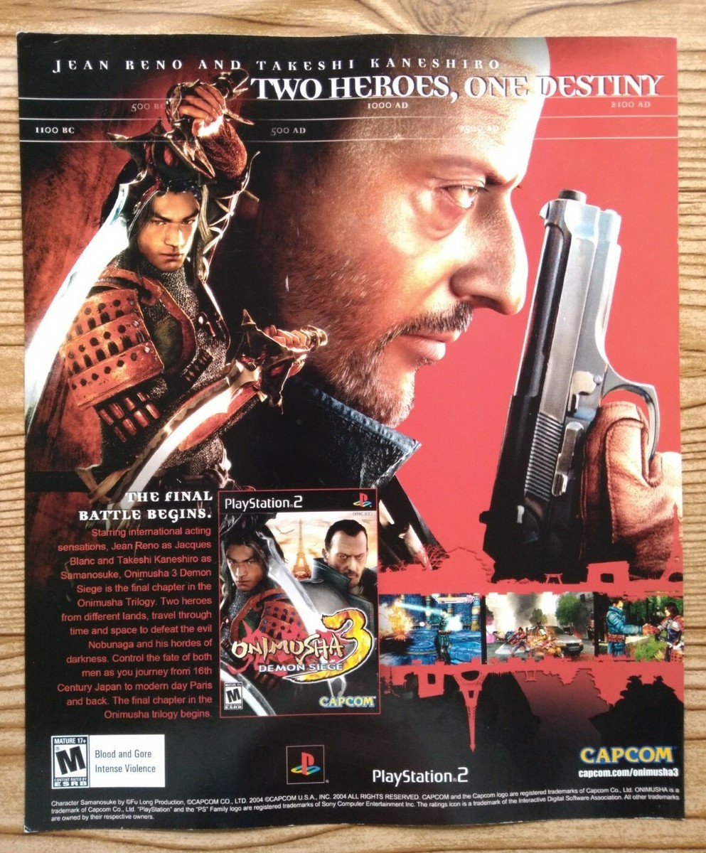 Onimusha 3 Demon Siege PS2 Playstation 2 2004 Poster Ad Art Print