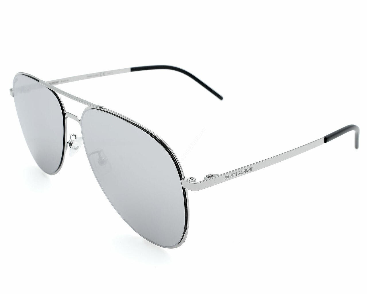 Occhiali da sole unisex Saint Laurent argento lente a specchio 60 145 mm SL CLASSIC 11 SLIM 003
