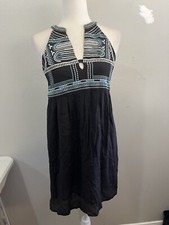 THML Dress Women Small Black Embroidered Boho Sleeveless 