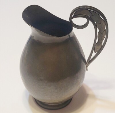 Antique Etain D Art Noel Collet French Hammered Pewter Pitcher 7.25'' Tall