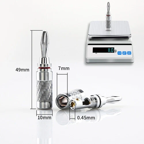 Hi-end Carbon Fiber Rhodium Plated Banana Connectors Audio Speaker Cable Plug - Picture 7 of 7