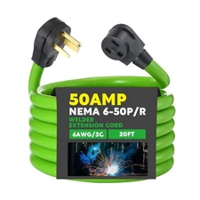 Kanayu 20FT 50Amp 6AWG Welder Extension Cord Compatible with NEMA 6-50P to 6-...