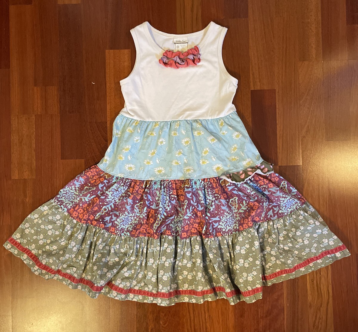 Matilda Jane Size White And Blue Country Fields Tiered Tank