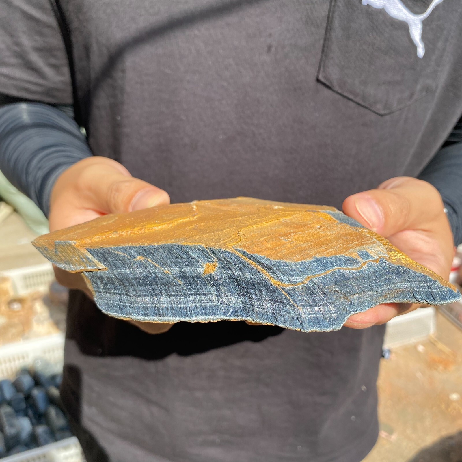 Natural Blue Tiger's Eye Raw Stone Quartz Crystal Specimen 570g