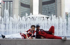 Rapper Michie Mee and DJ L.A. Luv appear in a portrait taken on J - Old Photo 2