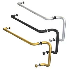 Solid Aluminum Round Combination Door Push Bar and Pull Handle Set - 10" x 33"