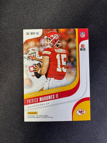 Tarjeta de segundo año 2018 Contenders MVP Contenders Patrick Mahomes II #MVP-19 Chiefs - Imagen 2 de 2