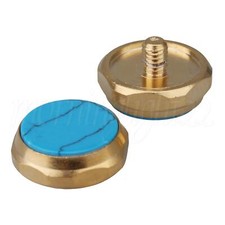 3PCS Gold Blue Zinc Alloy Trumpet Finger Hexagon Buttons Blue Shell