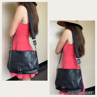 ほぼ未使用 ★ANYA HINDMARCH★ MAXI ZIP SATCHEL ANYA HINDMARCH MAXI ZIP SATCHEL MESSENGER LEATHER BLACK LARGE