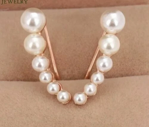 Pearl Rose Gold Costume Earrings