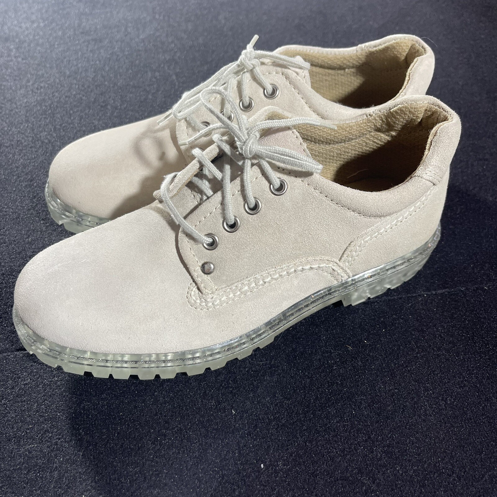 SAOLA Scarpa Candies Y2K 7 beige grosso Oxford suola con lacci trasparente pelle scamosciata unica