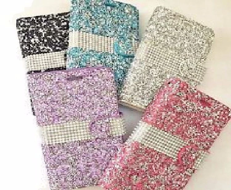 Samsung Galaxy S5 - PURPLE DIAMOND RHINESTONE STUDS CARD WALLET DIARY POUCH CASE - Image 4 of 4