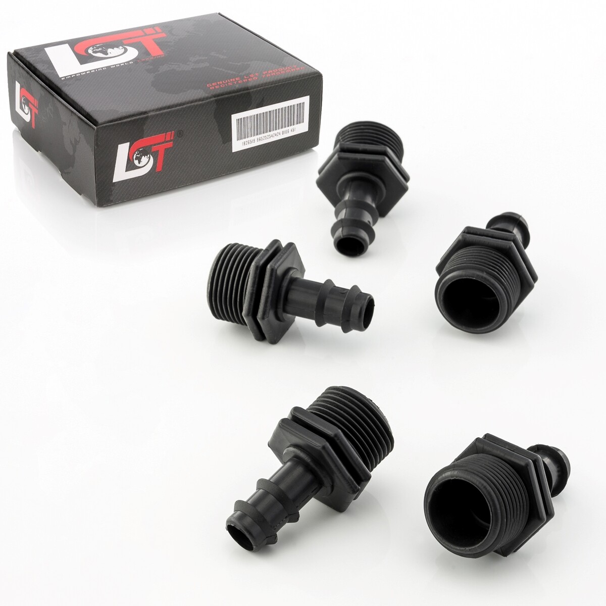 5x Reducer PE Connector Straight Ribbed 16x3/4"" Irrigation System