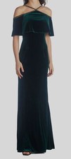 395 Aidan Mattox Women's Green Beaded Cold-Shoulder Gown Dress Size 12